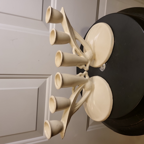 Vintage Porcelain Bisque Japanese Matte Cream Candle Holders 6" - Picture 1 of 11